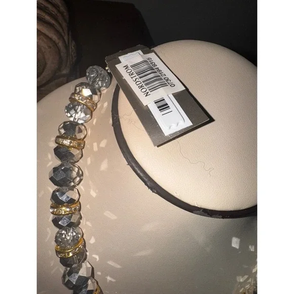 Nordstrom Crystal‎ Bead Necklace Gold Tone Accents Statement Jewelry - Picture 3 of 6